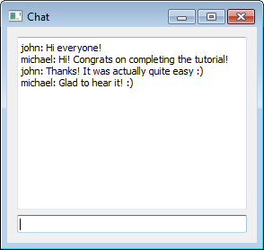 Qt example application: A simple chat client