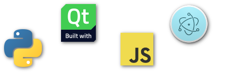 Python, Qt, JavaScript and Electron logos
